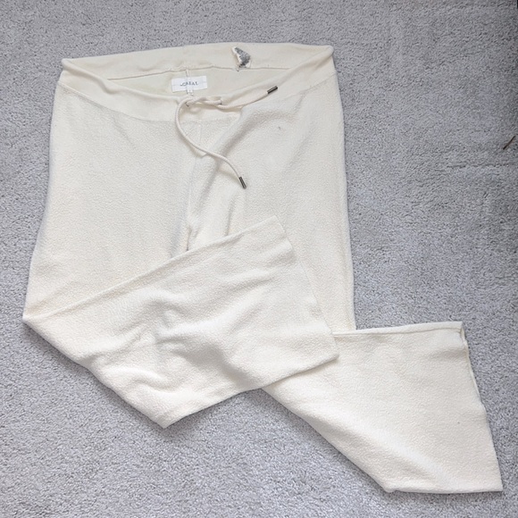 The GREAT size 3 cream cropped inside out sweats. EUC
